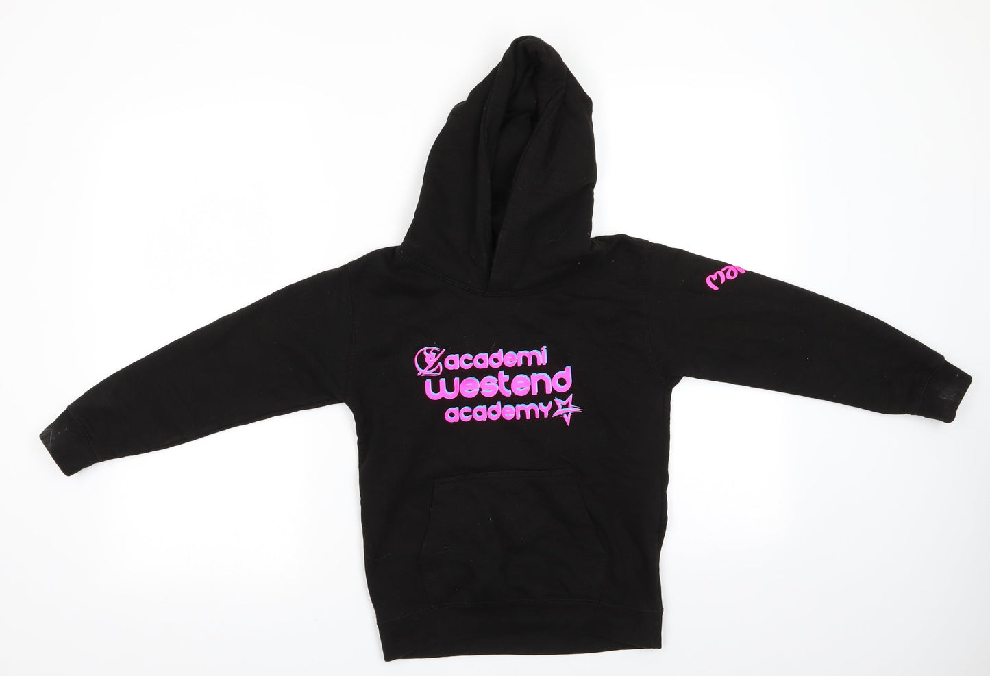 Just Hoods Girls Black  Cotton Pullover Hoodie Size 7-8 Years   - Academi Westend Academy