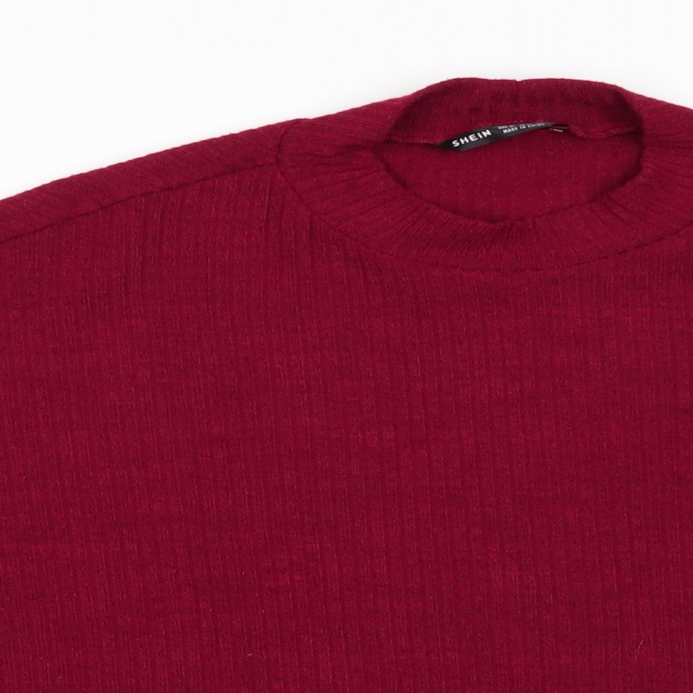 SheIn Womens Red High Neck  Polyester Pullover Jumper Size XL   - Deep Red