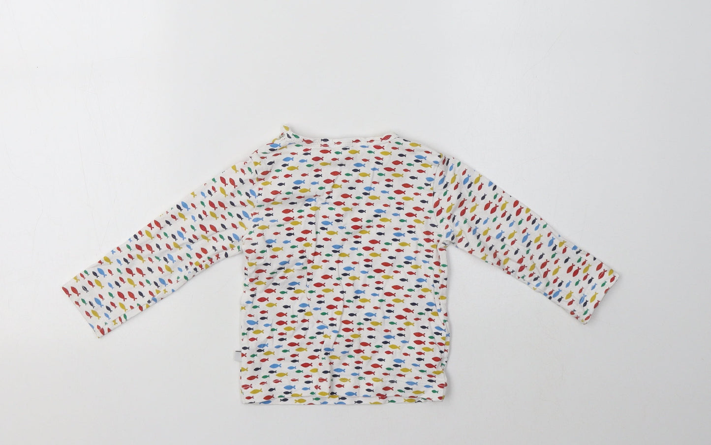 Lollidays Baby White Geometric Cotton Basic T-Shirt Size 6-9 Months Crew Neck