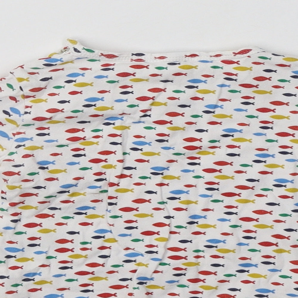 Lollidays Baby White Geometric Cotton Basic T-Shirt Size 6-9 Months Crew Neck
