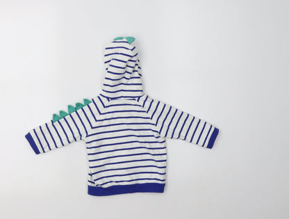 M&S Baby White Striped Cotton Basic T-Shirt Size 3-6 Months High Neck