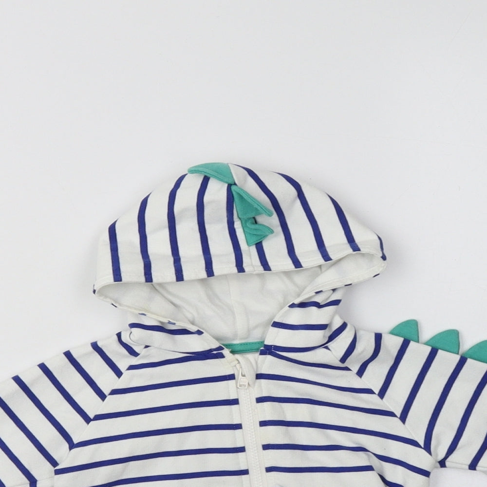 M&S Baby White Striped Cotton Basic T-Shirt Size 3-6 Months High Neck