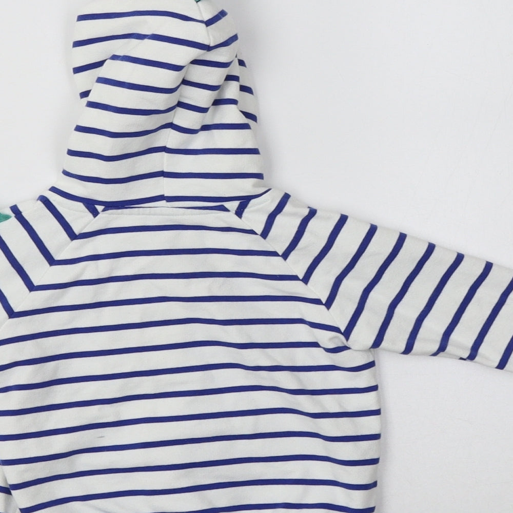 M&S Baby White Striped Cotton Basic T-Shirt Size 3-6 Months High Neck
