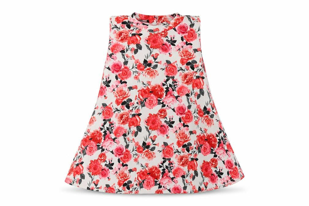 Front view of New One women’s pink floral polyester tunic tank, size S, mock neck