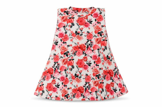 Front view of New One women’s pink floral polyester tunic tank, size S, mock neck