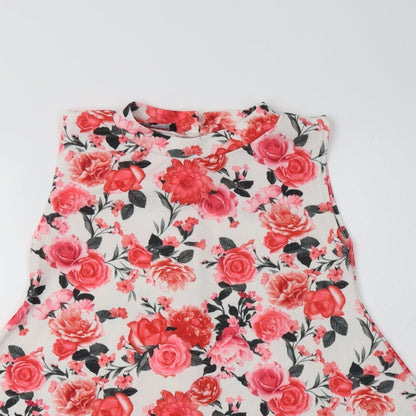 New One Womens Pink Floral Polyester Tunic Tank Size S Mock Neck