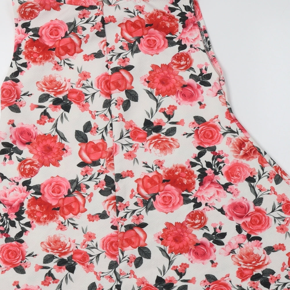 New One Womens Pink Floral Polyester Tunic Tank Size S Mock Neck