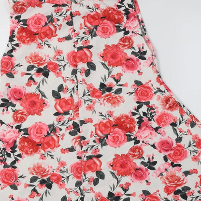 New One Womens Pink Floral Polyester Tunic Tank Size S Mock Neck