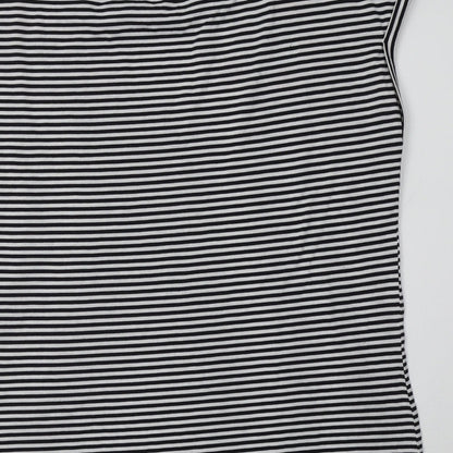 George Womens White Striped Polyester Basic Blouse Size 14 Crew Neck