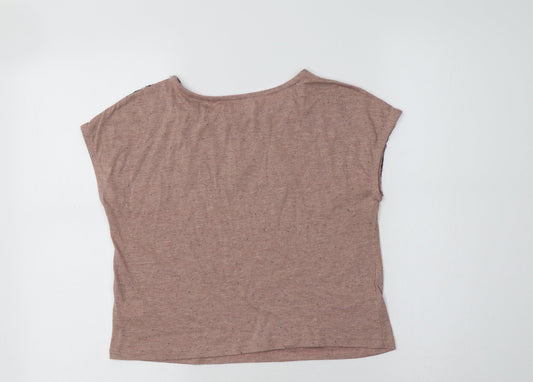 Glamorous Womens Beige  Polyester Basic Blouse Size 6 Crew Neck - Lace Detail