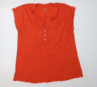 Old Navy Womens Orange  Cotton Basic Blouse Size L V-Neck