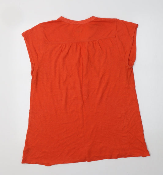 Old Navy Womens Orange  Cotton Basic Blouse Size L V-Neck