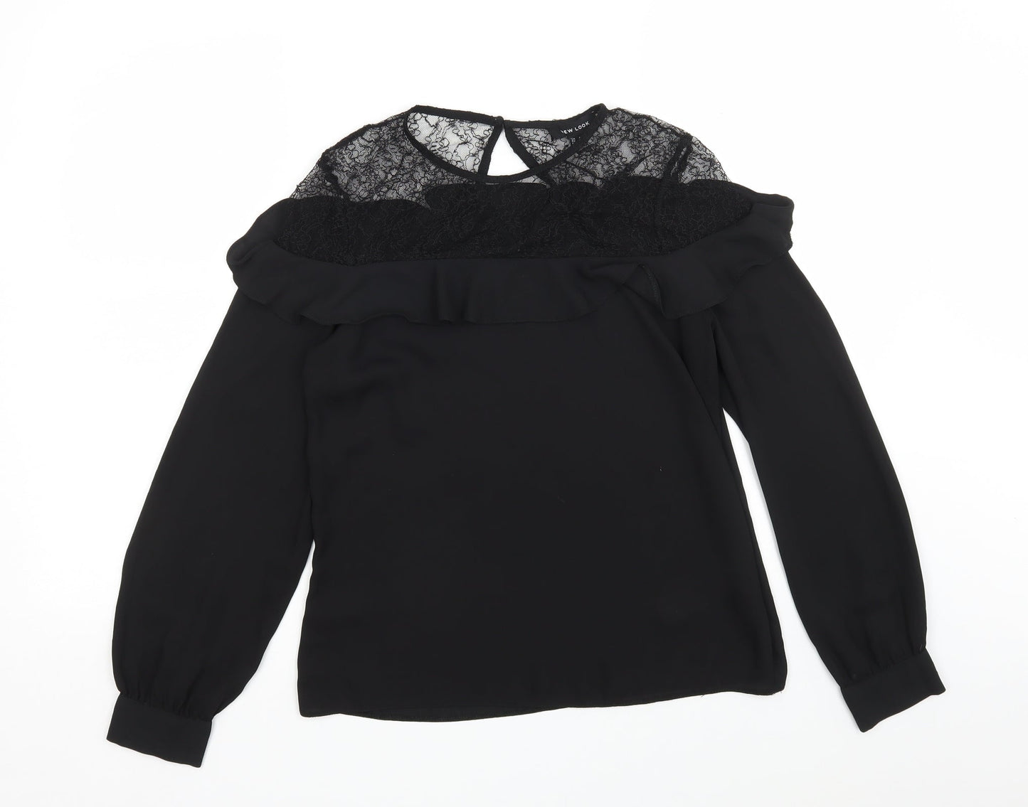 Womens UK Size 8 New Look Black Basic Blouse