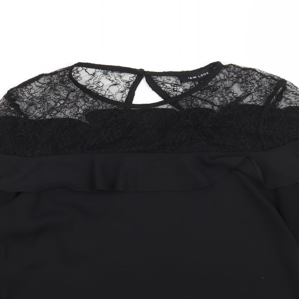 Womens UK Size 8 New Look Black Basic Blouse