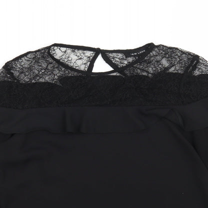 Womens UK Size 8 New Look Black Basic Blouse