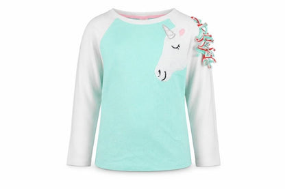 Front view of Cat & Jack girls’ multicoloured polyester top pyjama top, size 11, years - unicorn