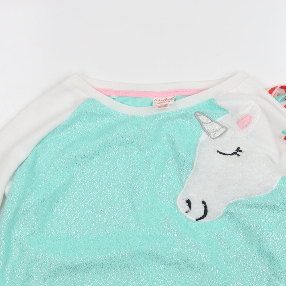 Cat & Jack Girls Multicoloured  Polyester Top Pyjama Top Size 11 Years   - Unicorn