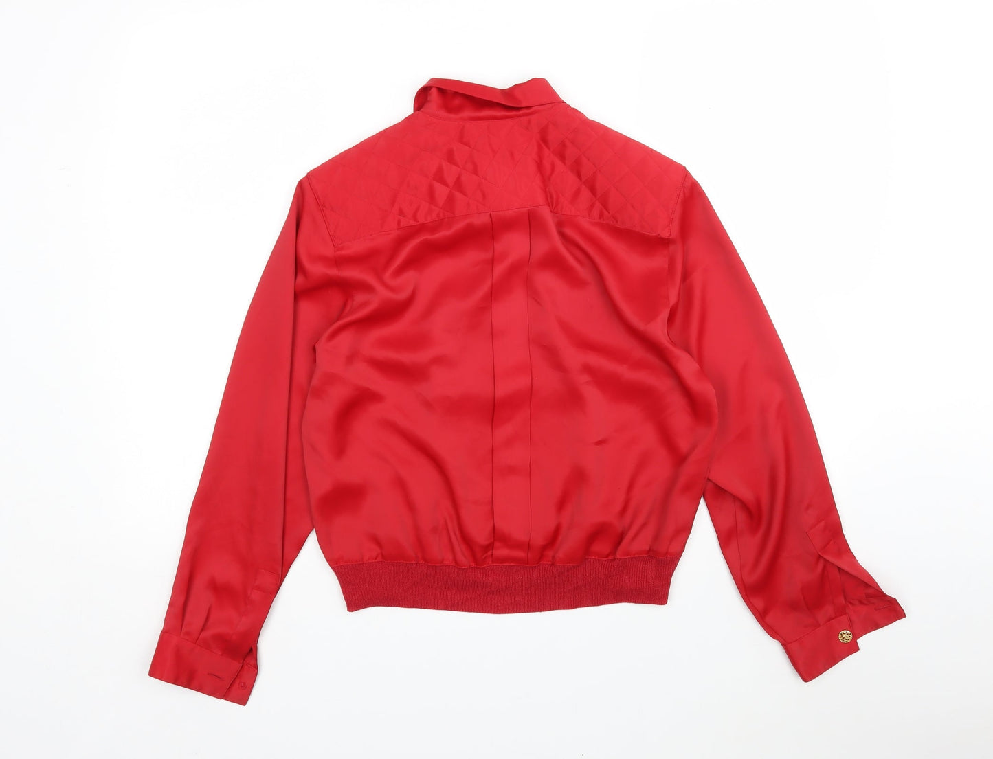 Reldan Womens Red  Polyester Basic Blouse Size 10 Collared