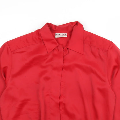 Reldan Womens Red  Polyester Basic Blouse Size 10 Collared