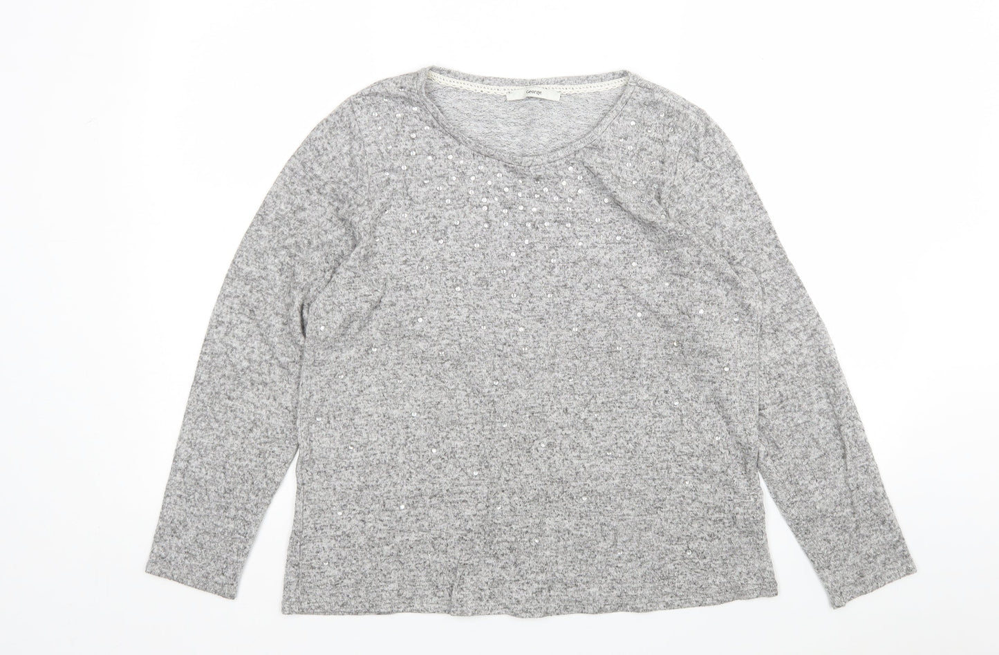 George Womens Grey Round Neck  Viscose Pullover Jumper Size 14