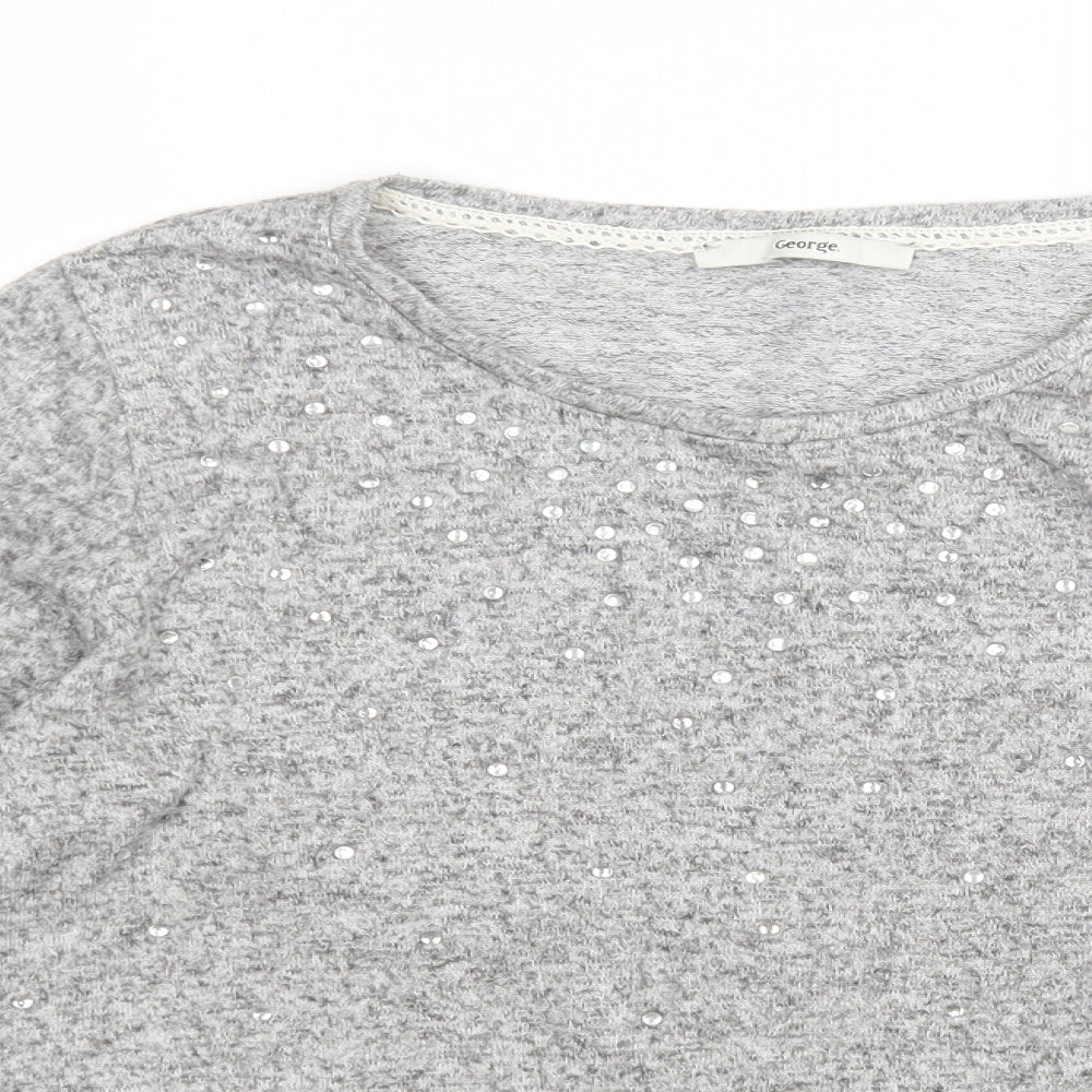 George Womens Grey Round Neck  Viscose Pullover Jumper Size 14