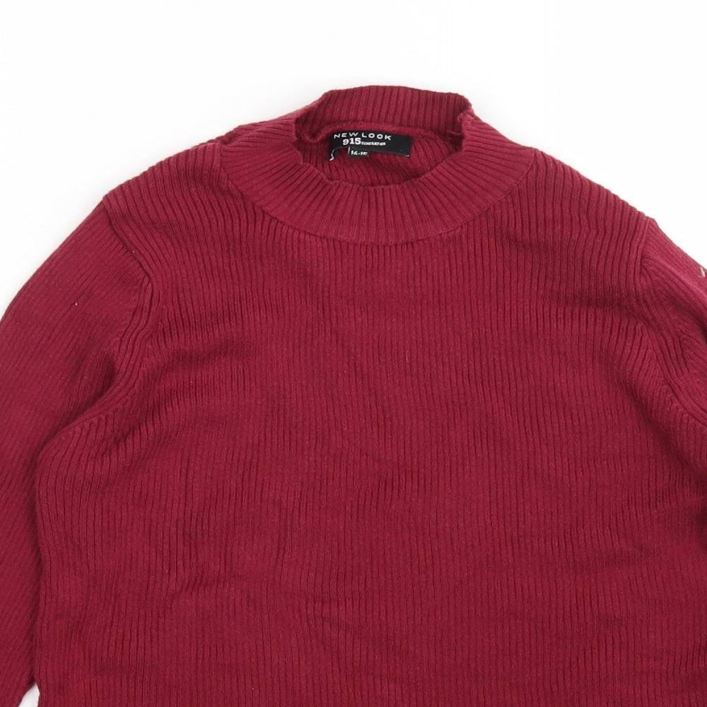 New Look Girls Purple Round Neck  Cotton Pullover Jumper Size 14-15 Years