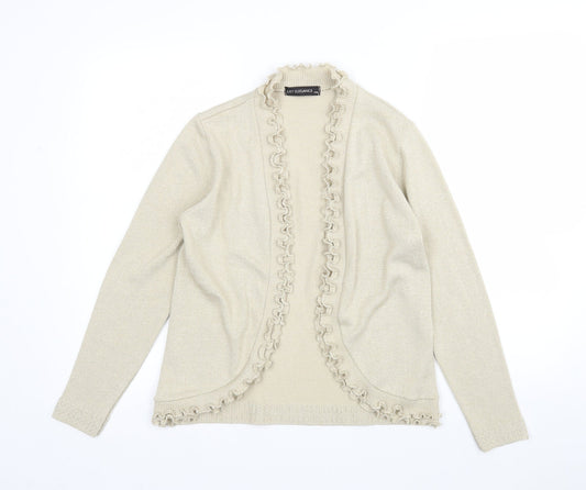 Just Elegance Womens Beige V-Neck  Acrylic Cardigan Jumper Size S