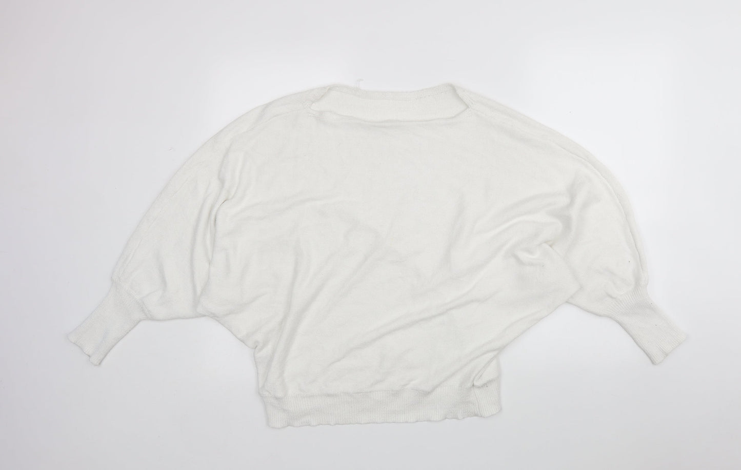 Shein  Womens White Round Neck  Viscose Pullover Jumper Size L