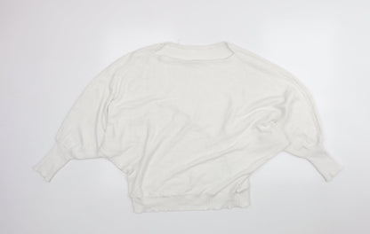 Shein  Womens White Round Neck  Viscose Pullover Jumper Size L