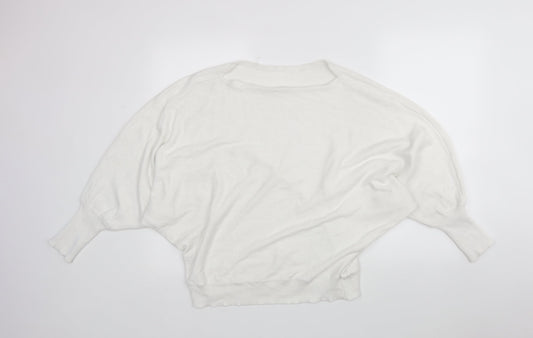 Shein  Womens White Round Neck  Viscose Pullover Jumper Size L
