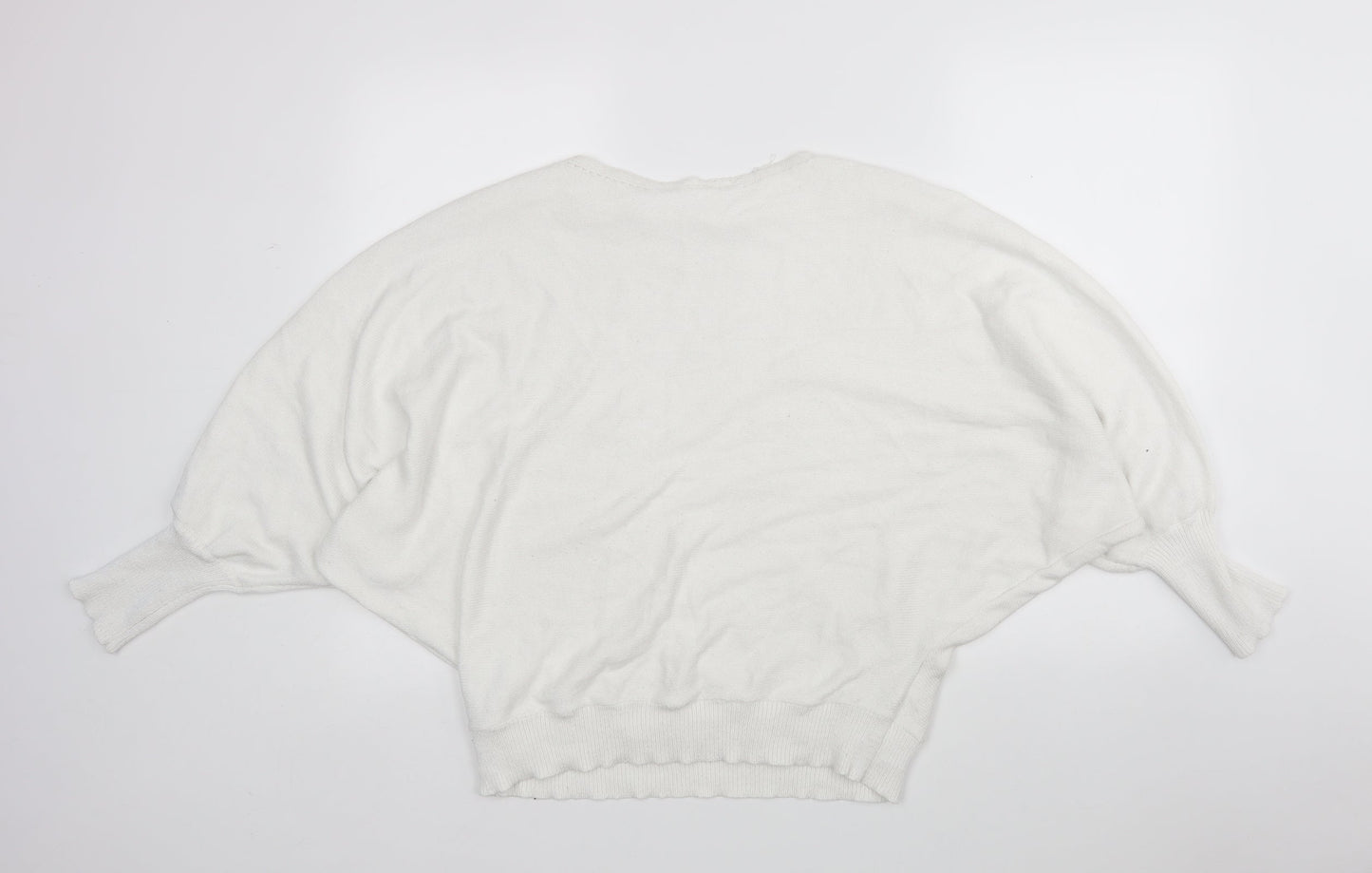 Shein  Womens White Round Neck  Viscose Pullover Jumper Size L