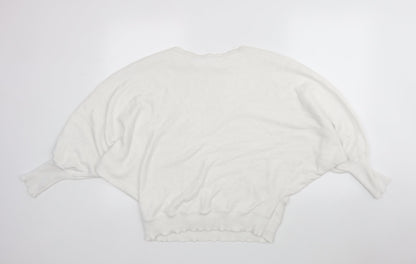 Shein  Womens White Round Neck  Viscose Pullover Jumper Size L