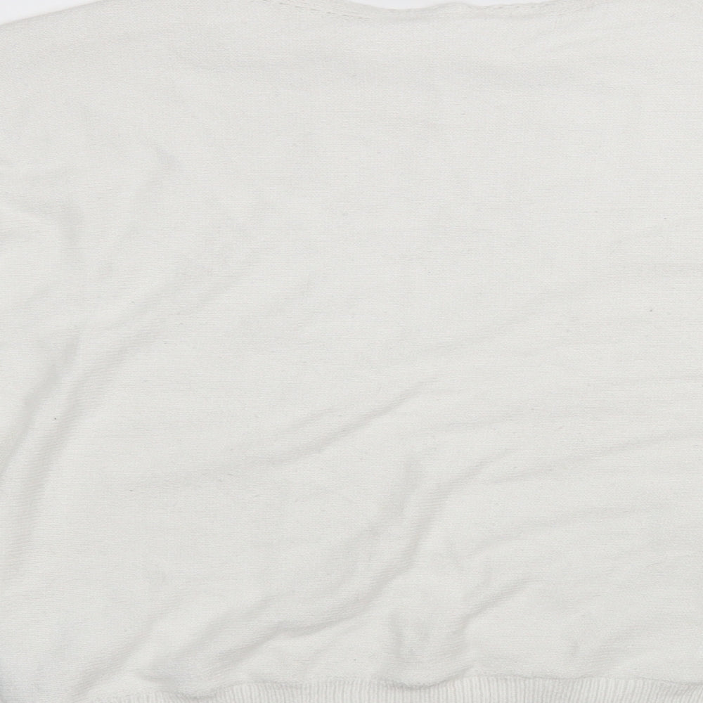 Shein  Womens White Round Neck  Viscose Pullover Jumper Size L