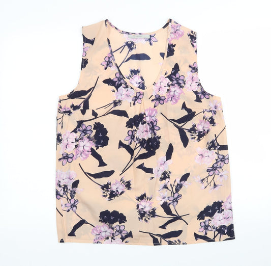 George Womens Multicoloured Floral Polyester Basic Blouse Size 10 V-Neck