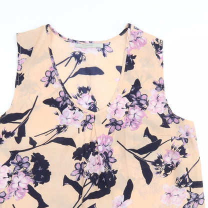 George Womens Multicoloured Floral Polyester Basic Blouse Size 10 V-Neck