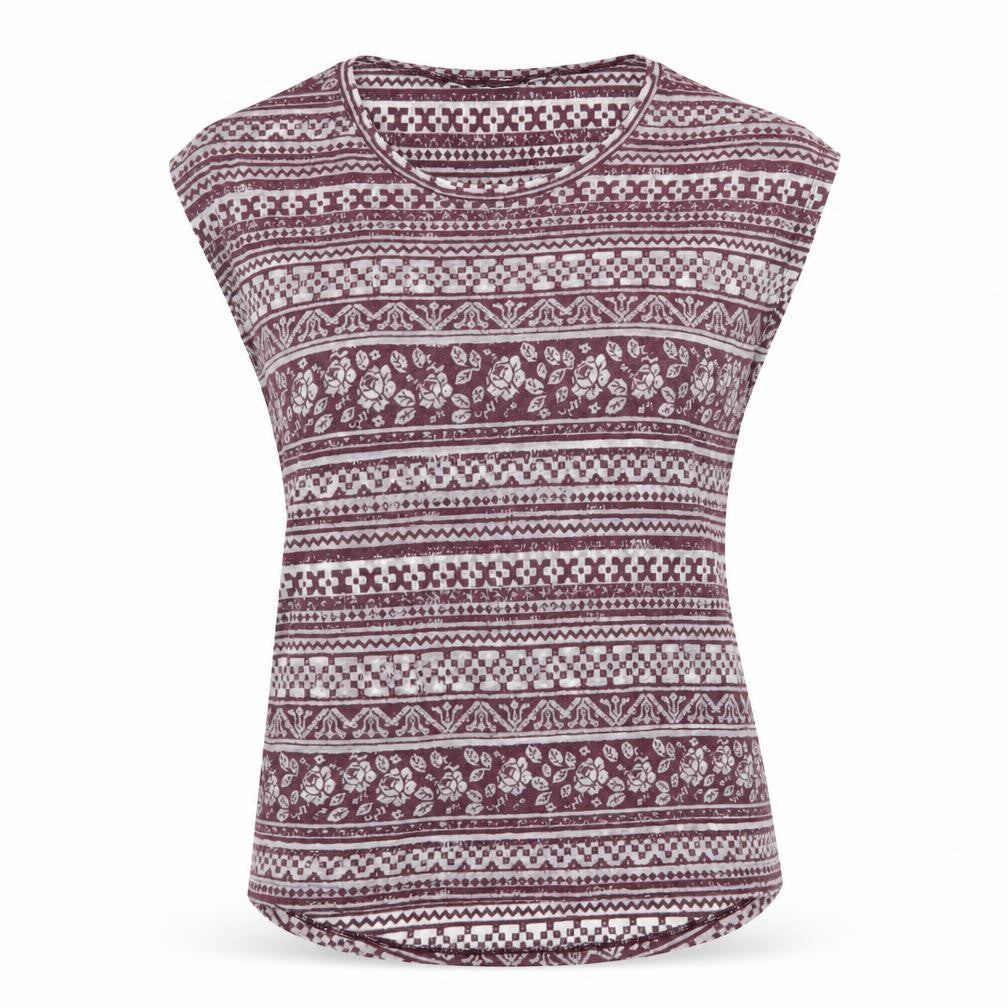 Front view of New Look women’s multicoloured floral cotton basic t-shirt, size UK 6, round neck
