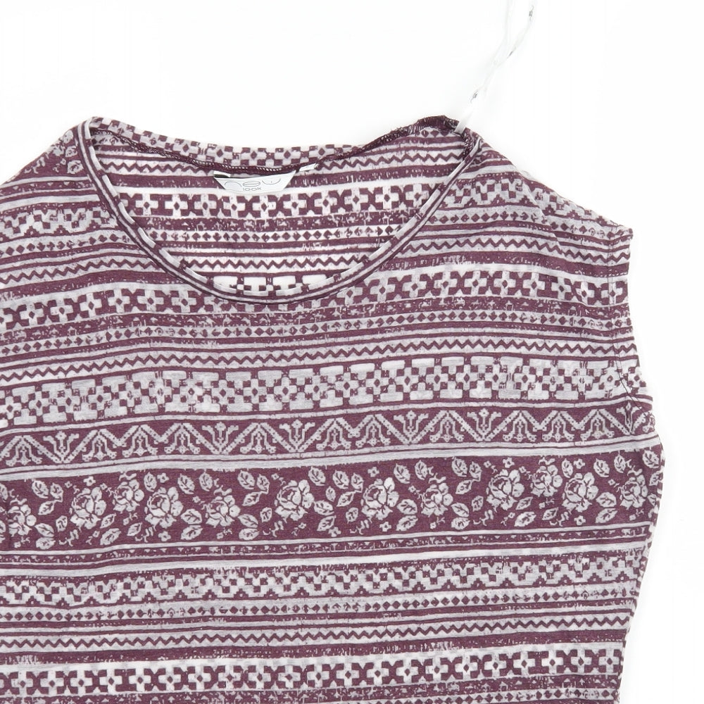 Womens UK Size 6 New Look Multicoloured Basic T-Shirt