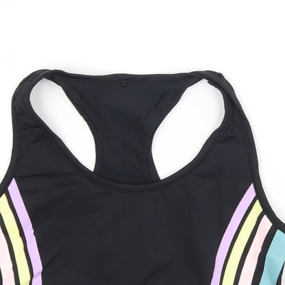 Close-up detail of Primark men’s multicoloured polyamide cropped tank, size S, round neck