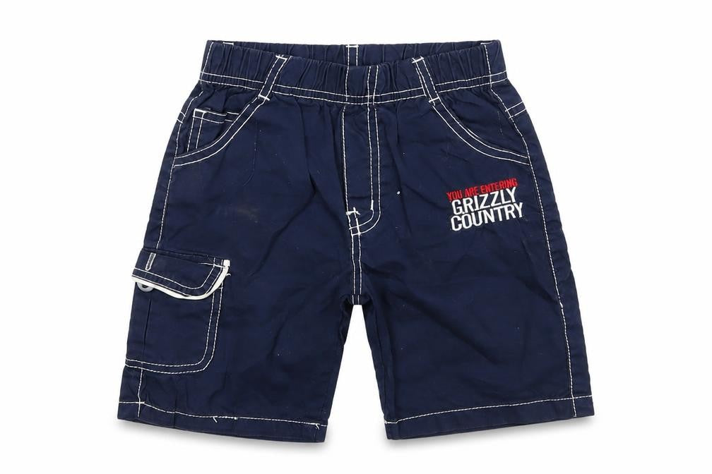 Front view of Happy House boys’ blue cotton cargo shorts, size 3-4, years regular