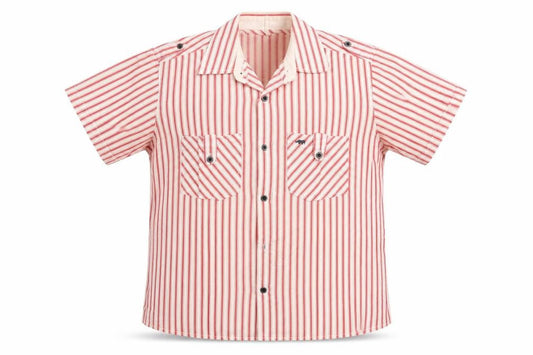 Front view of Rhino women’s multicoloured striped basic button-up, size S, collared