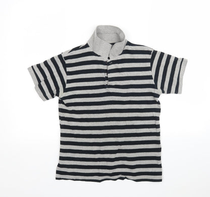 Additional front view of Rebel boys’ multicoloured striped cotton basic polo, size 11-12, years collared