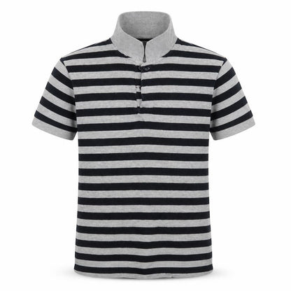 Front view of Rebel boys’ multicoloured striped cotton basic polo, size 11-12, years collared