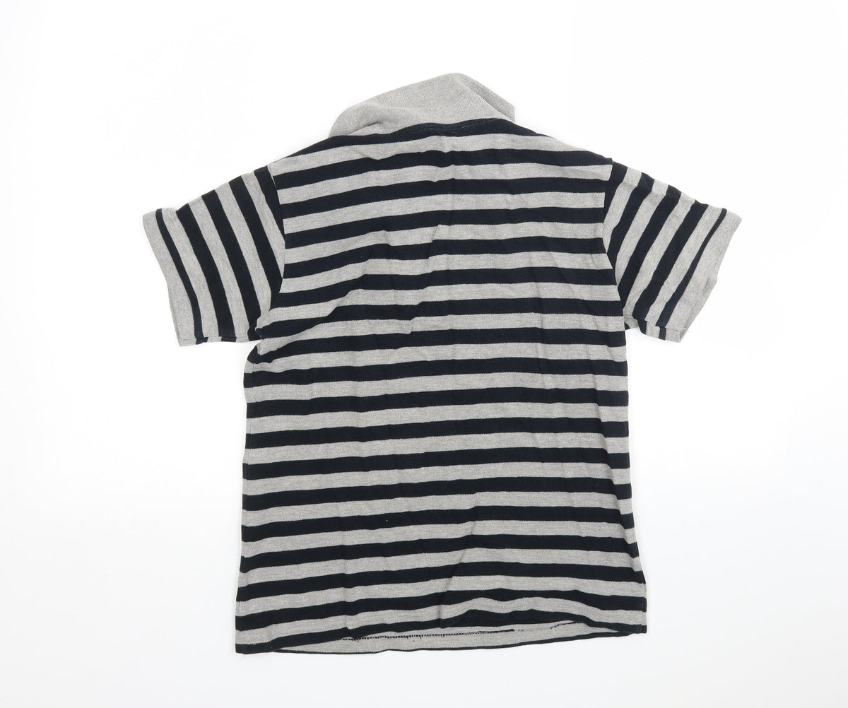 Back view of Rebel boys’ multicoloured striped cotton basic polo, size 11-12, years collared