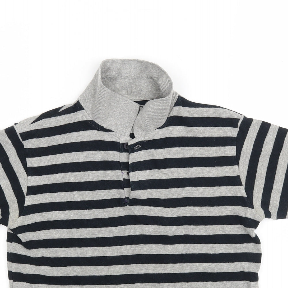 Close-up detail of Rebel boys’ multicoloured striped cotton basic polo, size 11-12, years collared