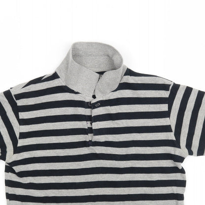 Close-up detail of Rebel boys’ multicoloured striped cotton basic polo, size 11-12, years collared