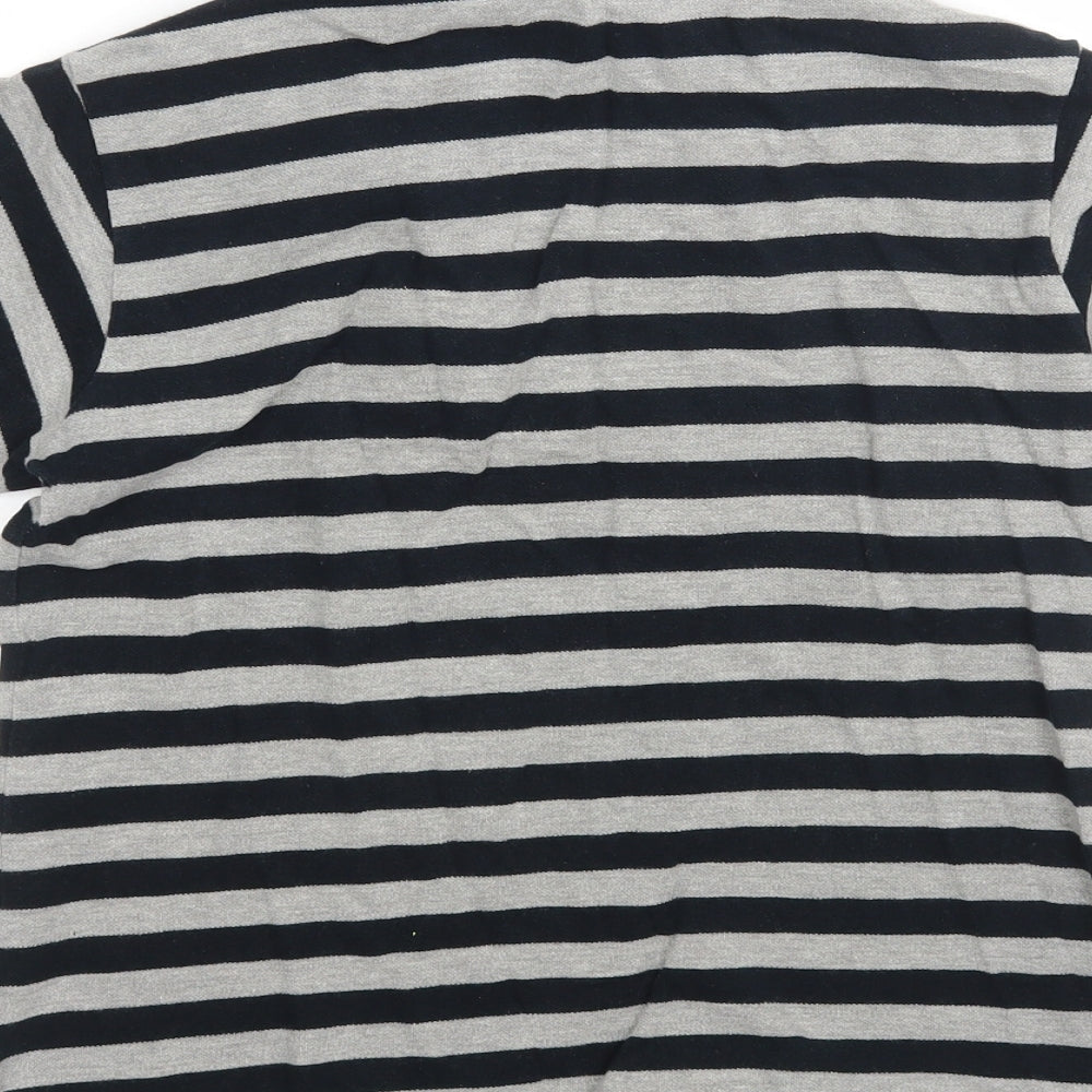 Brand and care label for Rebel boys’ multicoloured striped cotton basic polo, size 11-12, years collared