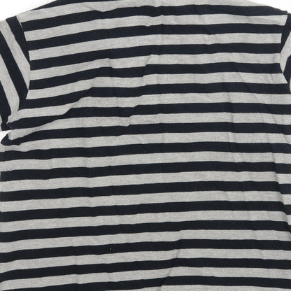 Brand and care label for Rebel boys’ multicoloured striped cotton basic polo, size 11-12, years collared