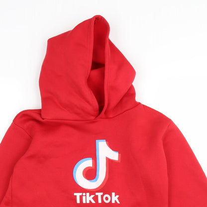 Preworn Girls Red  Polyester Pullover Hoodie Size 11-12 Years   - Tik Tok