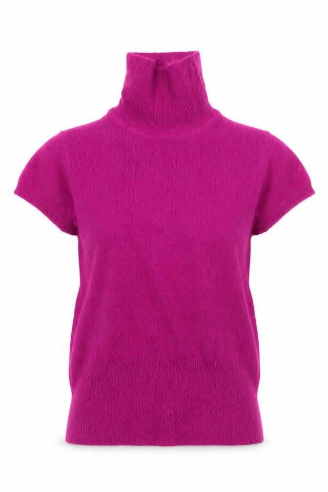 Front view of Nuna Lie women’s pink roll neck polyamide jumper, size S