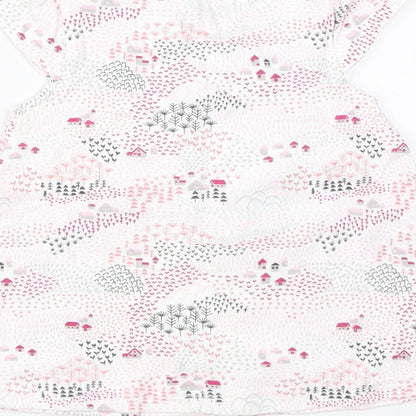 Juniors Girls White  Cotton A-Line  Size 0-3 Months  Round Neck